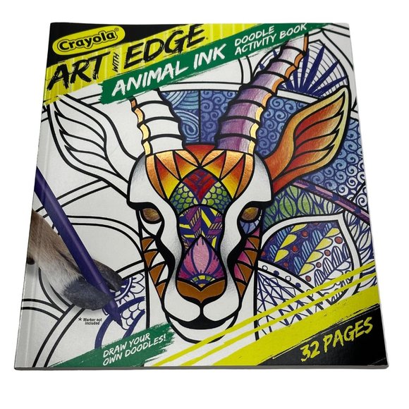 Crayola Art With Edge  Animal Ink Doodle Activity Coloring Book 32 Pages New - Picture 1 of 9